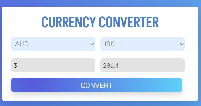 Picture of the currency converter app I created