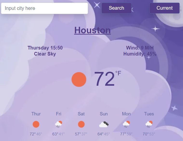 Picture of my weather app
